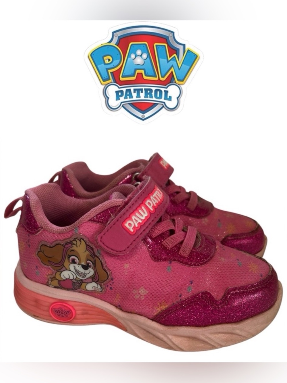 PAW PATROL SKYE LIGHT UP SNEAKERS VELCRO PINK GIRLS